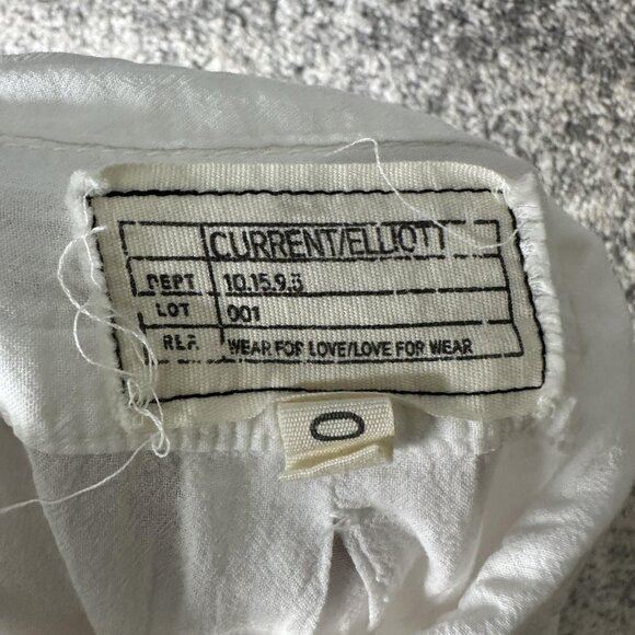 Current/Elliott Shirt Womens Extra Small White Prep School Cotton Button Front - Picture 6 of 7
